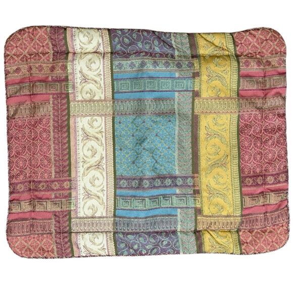 Croscill Standard Pillow Sham Corded Trim Patchwork Jacquard Bohemian Tapestry 2 - Picture 3 of 11